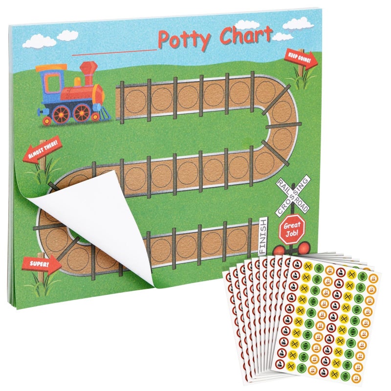 Infinite Curiosity Potty Training Chart - Sticker Incentive Chart for Toddlers - Train-Themed Layout & Potty Training Incentives for Boys - Reward Train Sticker Sheets - 50 Ct, 10.3 x 8.3 in - Image 1